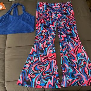 SHEIN wide leg pants size 2X, multi colors (blue , black, teal, pink, & red.